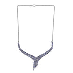 Tansanit Halskette ca. 45 cm 925 Silber platiniert ca. 12.48 ct