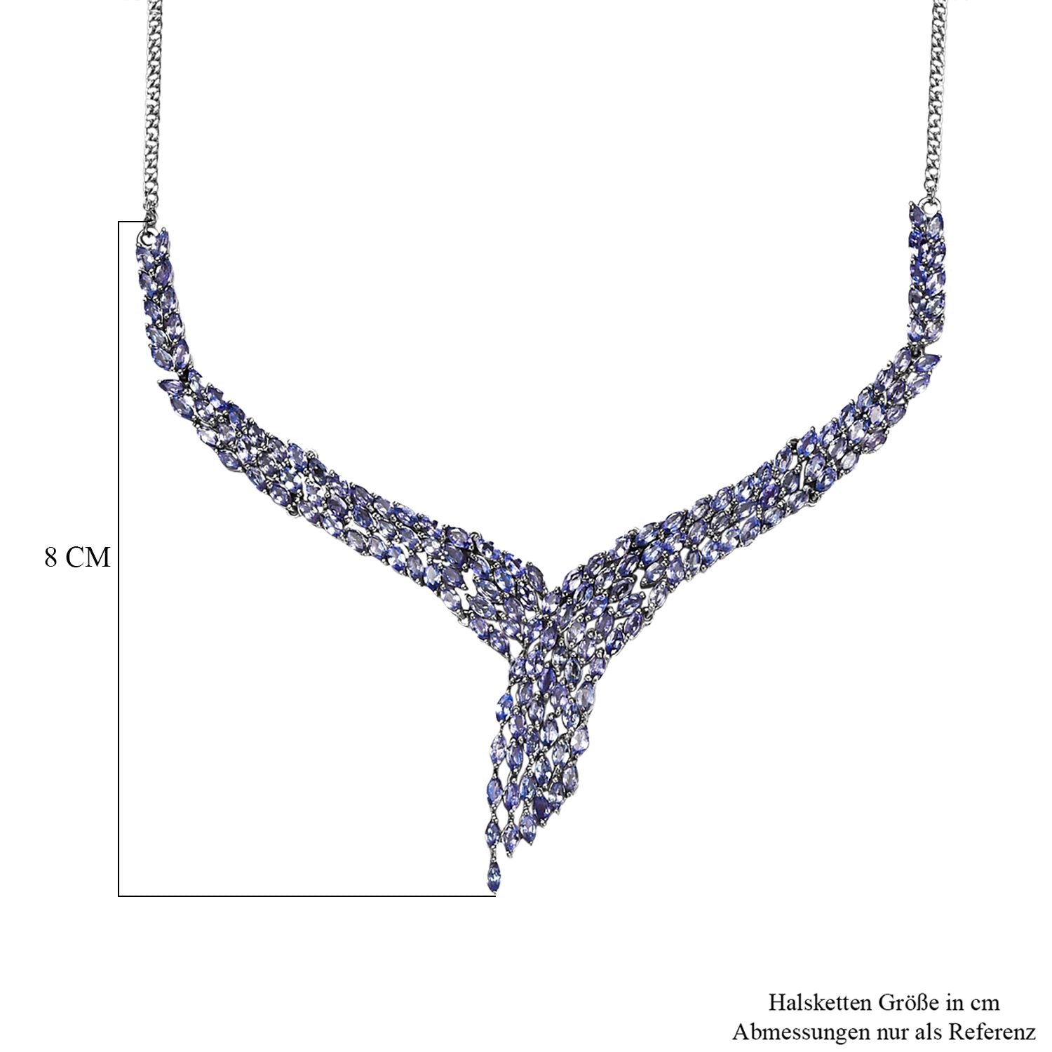 Tansanit Halskette ca. 45 cm 925 Silber platiniert ca. 12.48 ct
