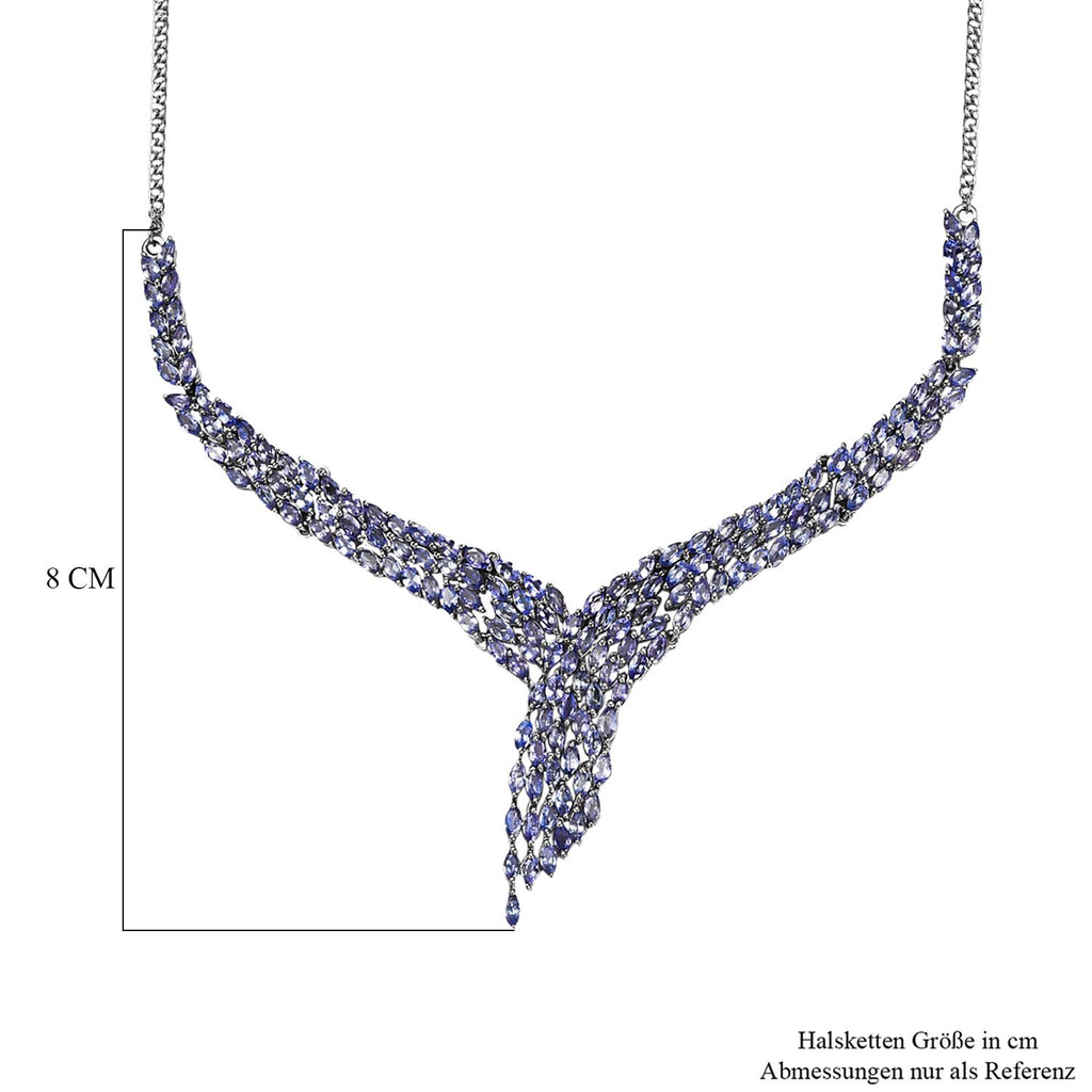 Tansanit Halskette ca. 45 cm 925 Silber platiniert ca. 12.48 ct