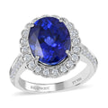 AAAA Tansanit, Weißer Diamant Ring 950 Platin (Größe 16.50) ca. 7,15 ct