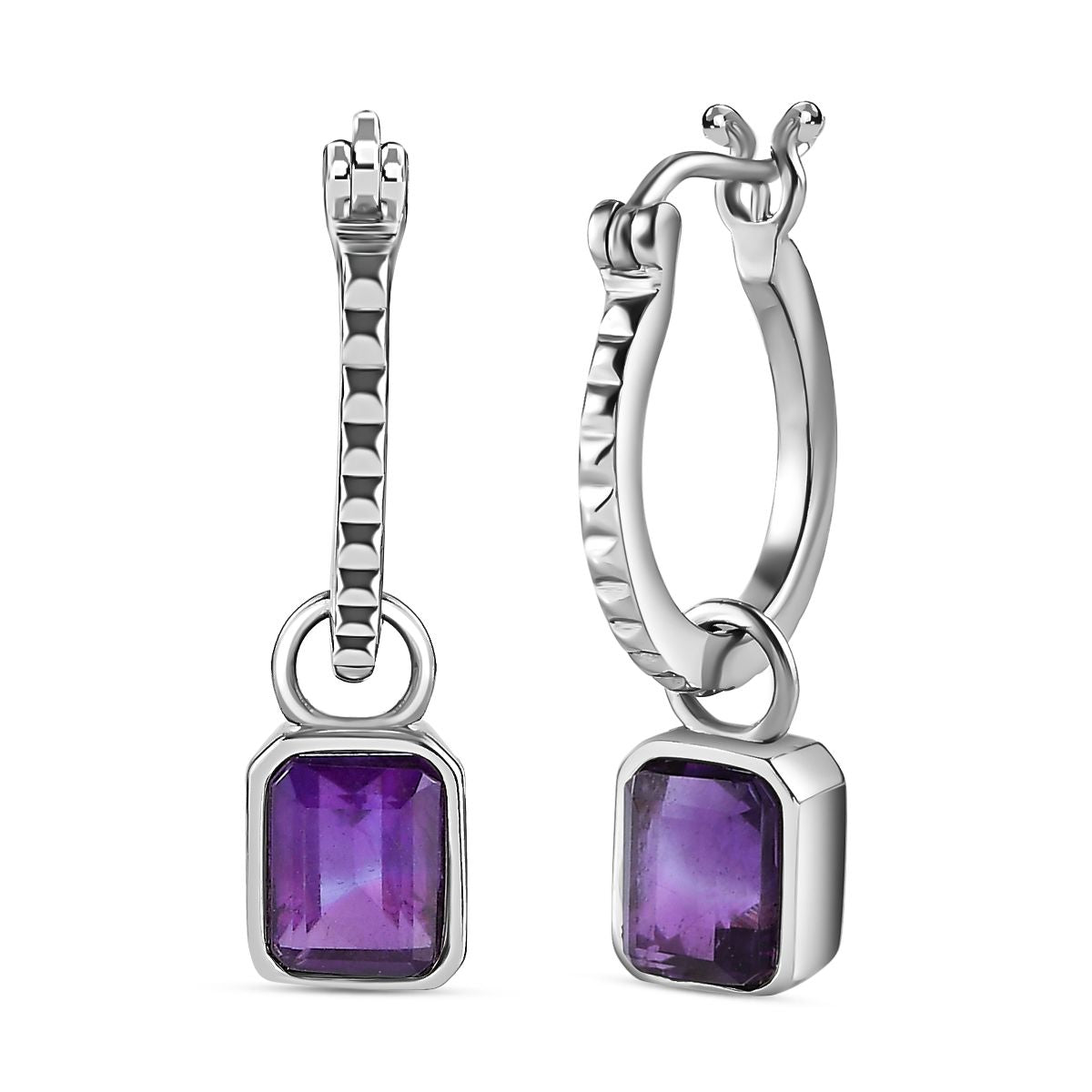 Afrikanischer Amethyst Ohrringe,  Edelstahl, ca. 3.00 ct