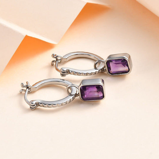 Afrikanischer Amethyst Ohrringe,  Edelstahl, ca. 3.00 ct