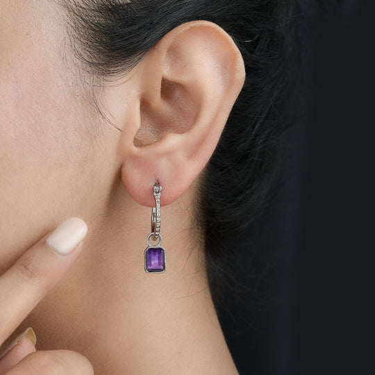 Afrikanischer Amethyst Ohrringe,  Edelstahl, ca. 3.00 ct