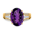 AA Lusaka Amethyst, weißer Zirkon Ring, 925 Silber vergoldet (Größe 18.00) ca. 6.10 ct