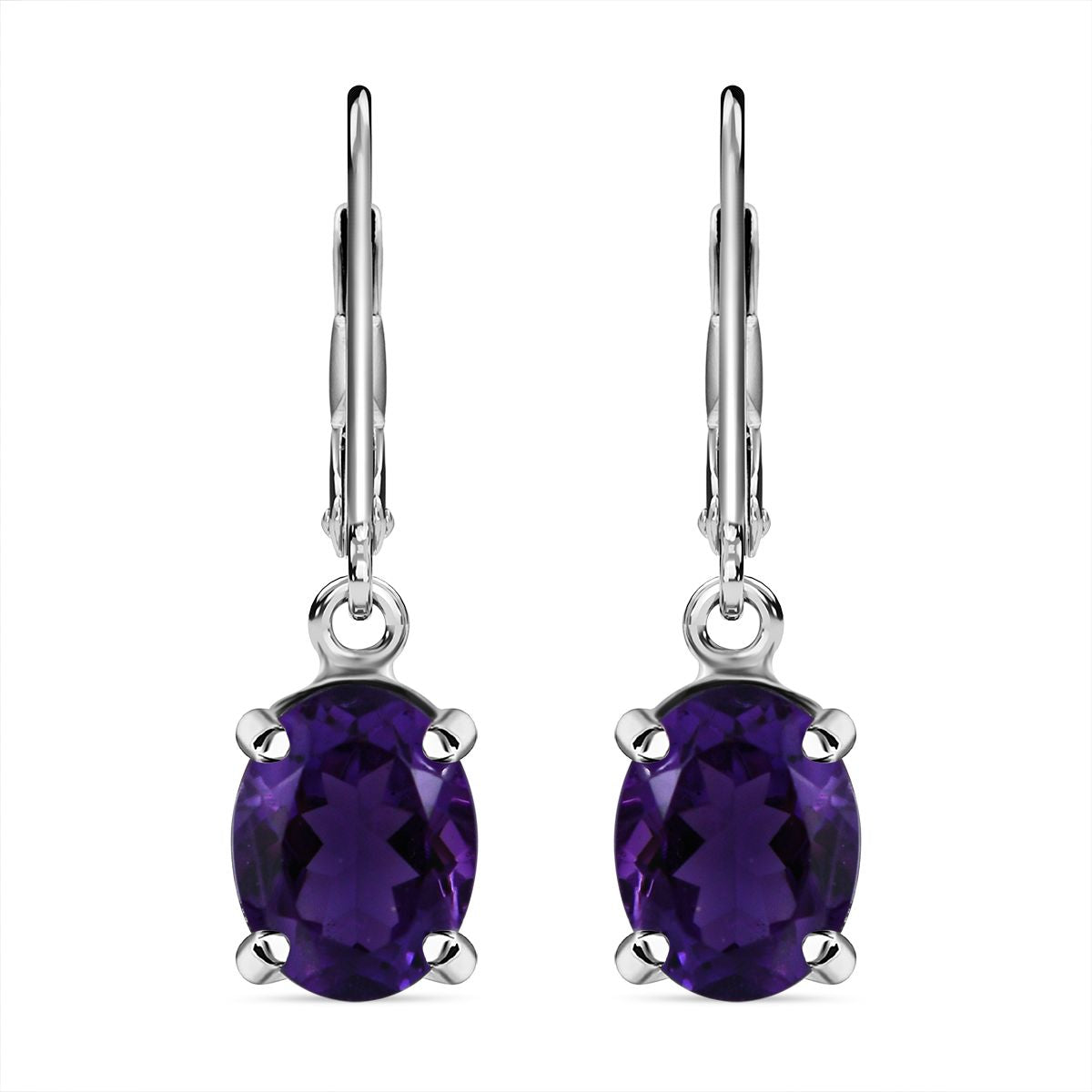 AA Lusaka Amethyst Ohrringe 925 Silber platiniert ca. 3.68 ct