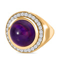 Afrikanischer Amethyst, weißer Zirkon Ring, 925 Silber vergoldet (Größe 16.00) ca. 9.38 ct