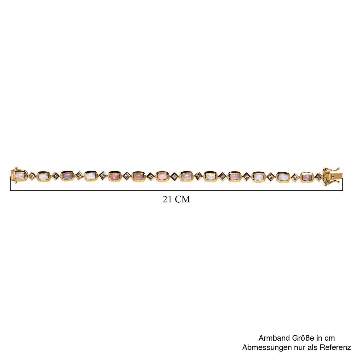 AA Natürlicher, äthiopischer Welo Opal, Weißer Topas Armband ca. 20 cm 925 Silber vergoldet ca. 5.79 ct