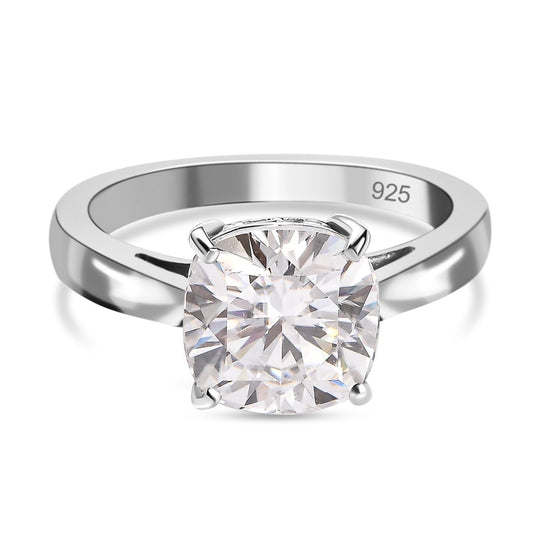 Moissanit Ring, 925 Silber platiniert (Größe 20.00) ca. 3.16 ct