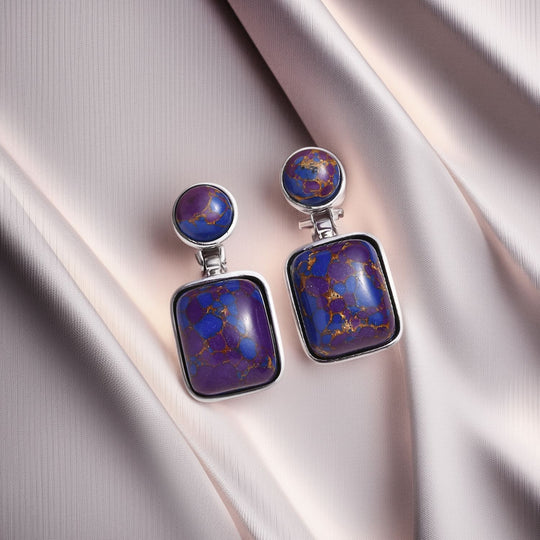 Lila Türkis Ohrringe  Edelstahl ca. 13.44 ct
