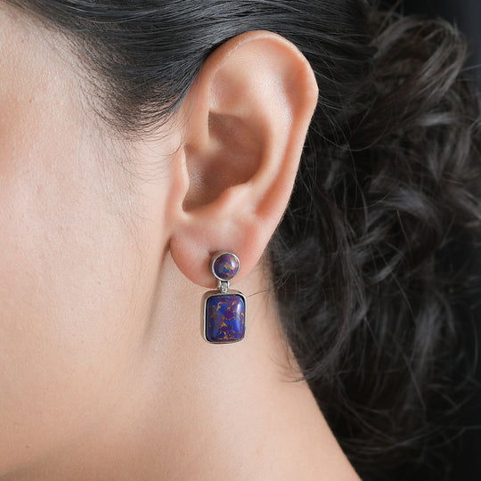 Lila Türkis Ohrringe  Edelstahl ca. 13.44 ct