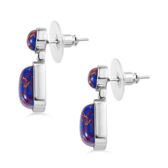 Lila Türkis Ohrringe  Edelstahl ca. 13.44 ct
