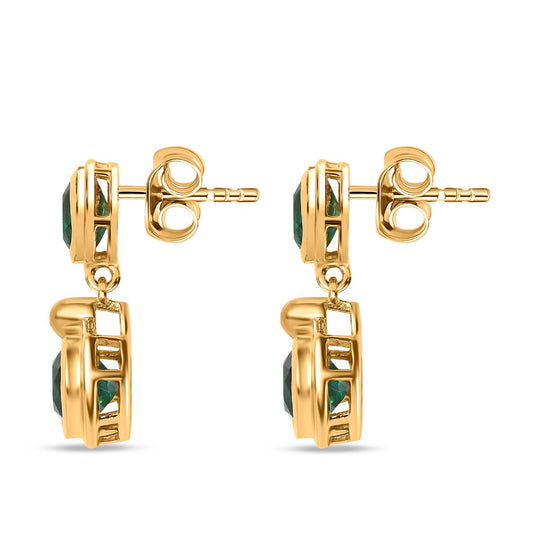 Smaragd-Quarz Triplette Ohrringe, 925 Silber vergoldet ca. 4.39 ct