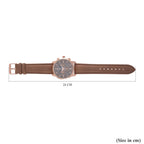 Strada Japanisches Uhrwerk - Exklusive Uhr mit braunem Hohlzifferblatt, braunem PU-Band und Edelstahl-Schnalle, Weißer Kristall Uhr, 23cm, rose