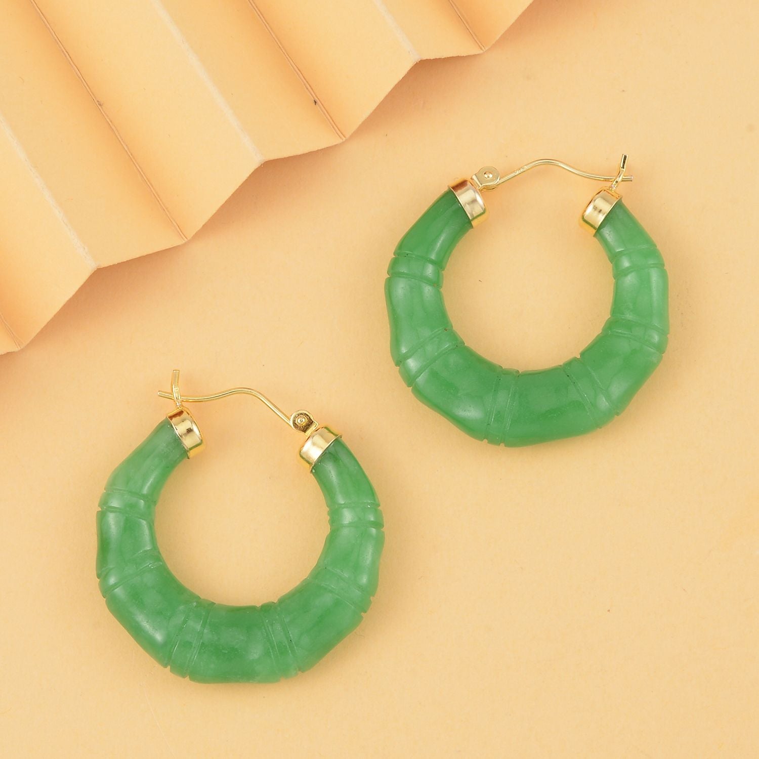 Grüne Jade Ohrringe 925 Silber vergoldet ca. 54.60 ct