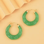 Grüne Jade Ohrringe 925 Silber vergoldet ca. 54.60 ct