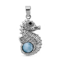 Royal Bali Collection-Larimar und schwarzer Spinell Seepferdchen-Anhänger- 2,36 Karat