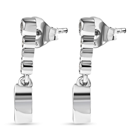 Tansanit, Weißer Zirkon Ohrringe, 925 Silber platiniert ca. 0.94 ct