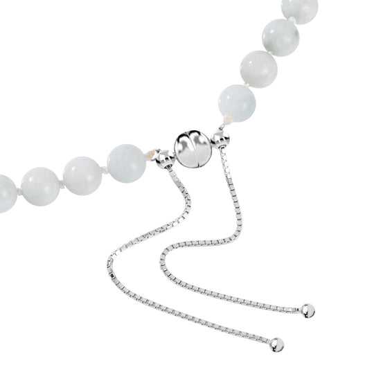 Weiße Jade Halskette ca. 45 cm 925 Silber rhodiniert ca. 208.95 ct