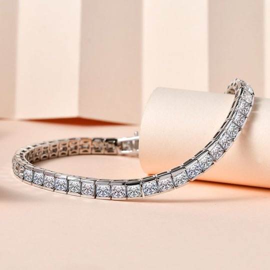 Moissanit Armband ca. 20 cm 925 Silber platiniert ca. 17,28 ct.