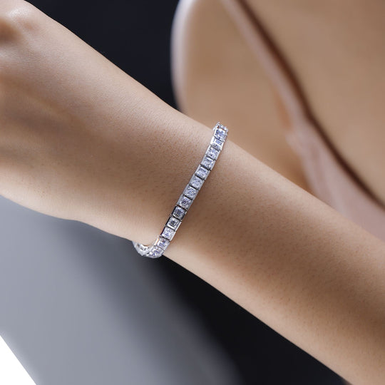 Moissanit Armband ca. 20 cm 925 Silber platiniert ca. 17,28 ct.