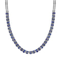 Tansanit, weißer Zirkon Halskette, ca. 45 cm 925 Silber platiniert ca. 13.18 ct