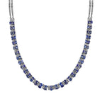 Tansanit, weißer Zirkon Halskette, ca. 45 cm 925 Silber platiniert ca. 13.18 ct