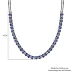 Tansanit, weißer Zirkon Halskette, ca. 45 cm 925 Silber platiniert ca. 13.18 ct