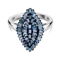 Blauer Diamant Ring, 925 Silber platiniert (Größe 20.00) ca. 1.00 ct