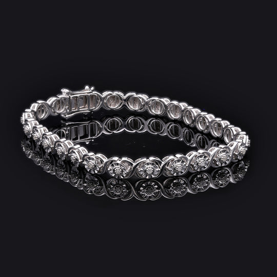 Weißer Diamant P3 Armband ca. 20 cm 925 Silber platiniert ca. 0.25 ct