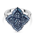 Blauer Diamant Ring, 925 Silber platiniert (Größe 21.00) ca. 1.00 ct