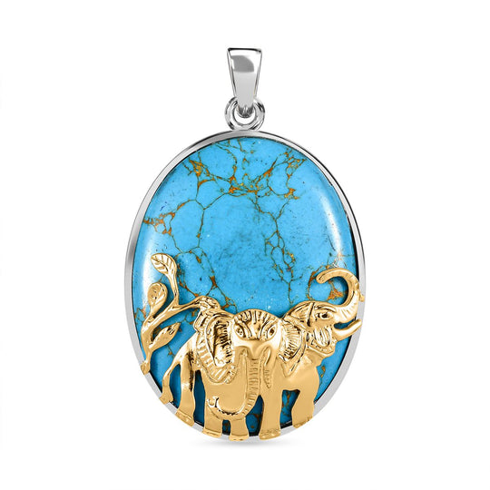 Blauer Mojave Türkis Anhänger 925 Silber platiniert ca. 59.40 ct