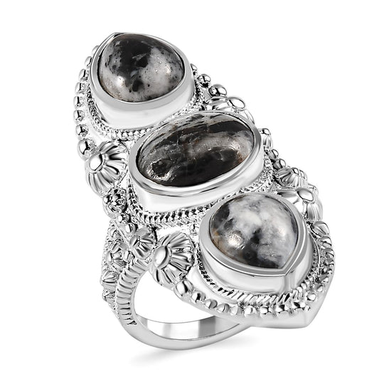 Weißer Büffel Ring, 925 Silber (Größe 18.00) ca. 6.59 ct