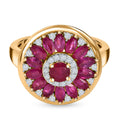 Afrikanischer Rubin (Fissure gefüllt) Ring 925 Silber vergoldet (Größe 17.00) ca. 2.38 ct
