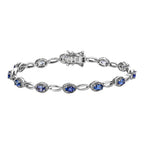 Tansanit Armband, ca. 18 cm, 925 Silber platiniert ca. 3.13 ct