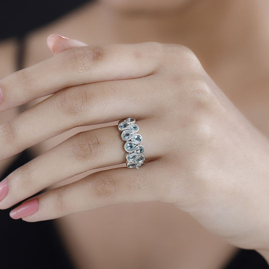 Minz Apatit Ring, 925 Silber platiniert ca. 2.20 ct