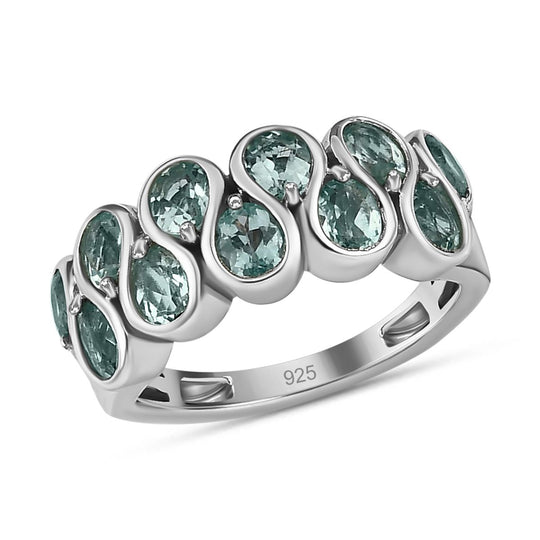 Minz Apatit Ring, 925 Silber platiniert ca. 2.20 ct