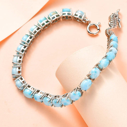 Larimar Armband ca. 18 cm 925 Silber platiniert ca. 19.63 ct