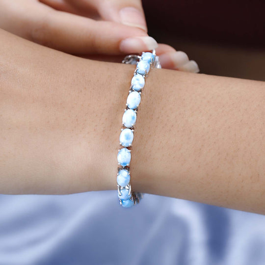 Larimar Armband ca. 18 cm 925 Silber platiniert ca. 19.63 ct