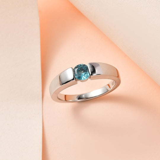 Kambodschanischer, Blauer Zirkon Ring, 925 Silber platiniert ca. 0.73 ct