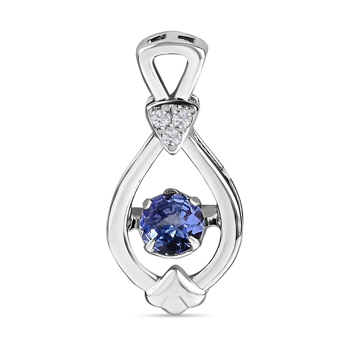Tansanit, weißer Zirkon Anhänger, 925 Silber platiniert ca. 0.39 ct