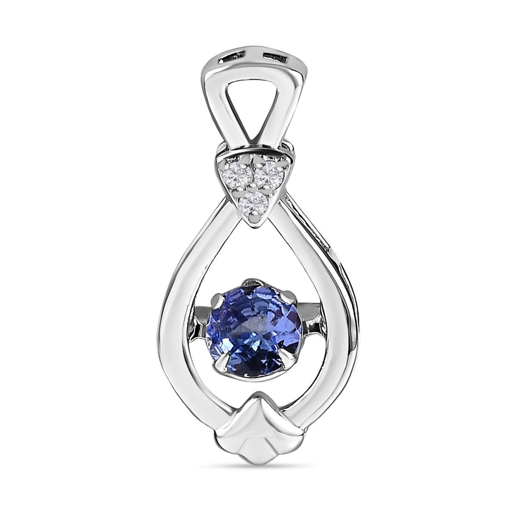 Tansanit, weißer Zirkon Anhänger, 925 Silber platiniert ca. 0.39 ct