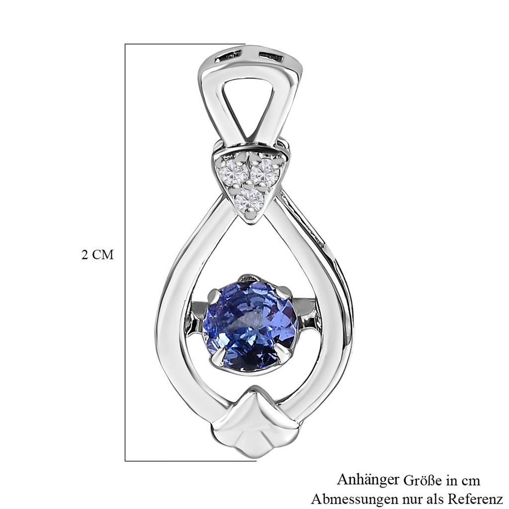 Tansanit, weißer Zirkon Anhänger, 925 Silber platiniert ca. 0.39 ct