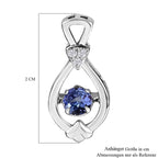 Tansanit, weißer Zirkon Anhänger, 925 Silber platiniert ca. 0.39 ct