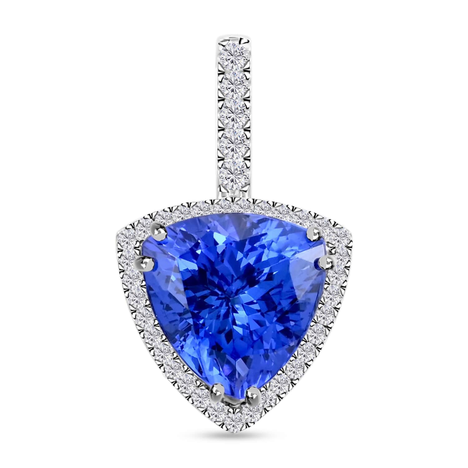 AAAA Tansanit, Weißer Diamant AGI zertifiziert Anhänger 950 Platin ca. 3.75 ct