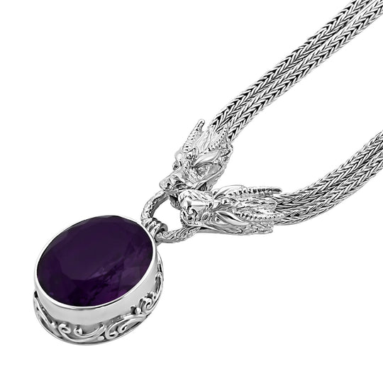 Royal Bali - Afrikanischer Amethyst Halskette, ca. 50 cm, 925 Silber, ca. 23.72 ct