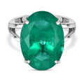 Smaragd-Quarz Triplette Ring, 925 Silber platiniert (Größe 16.00) ca. 12.76 ct