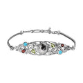 Weißer Büffel, Peridot Armband ca. 19 cm 925 Silber platiniert ca. 5.01 ct