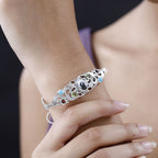 Weißer Büffel, Peridot Armband ca. 19 cm 925 Silber platiniert ca. 5.01 ct