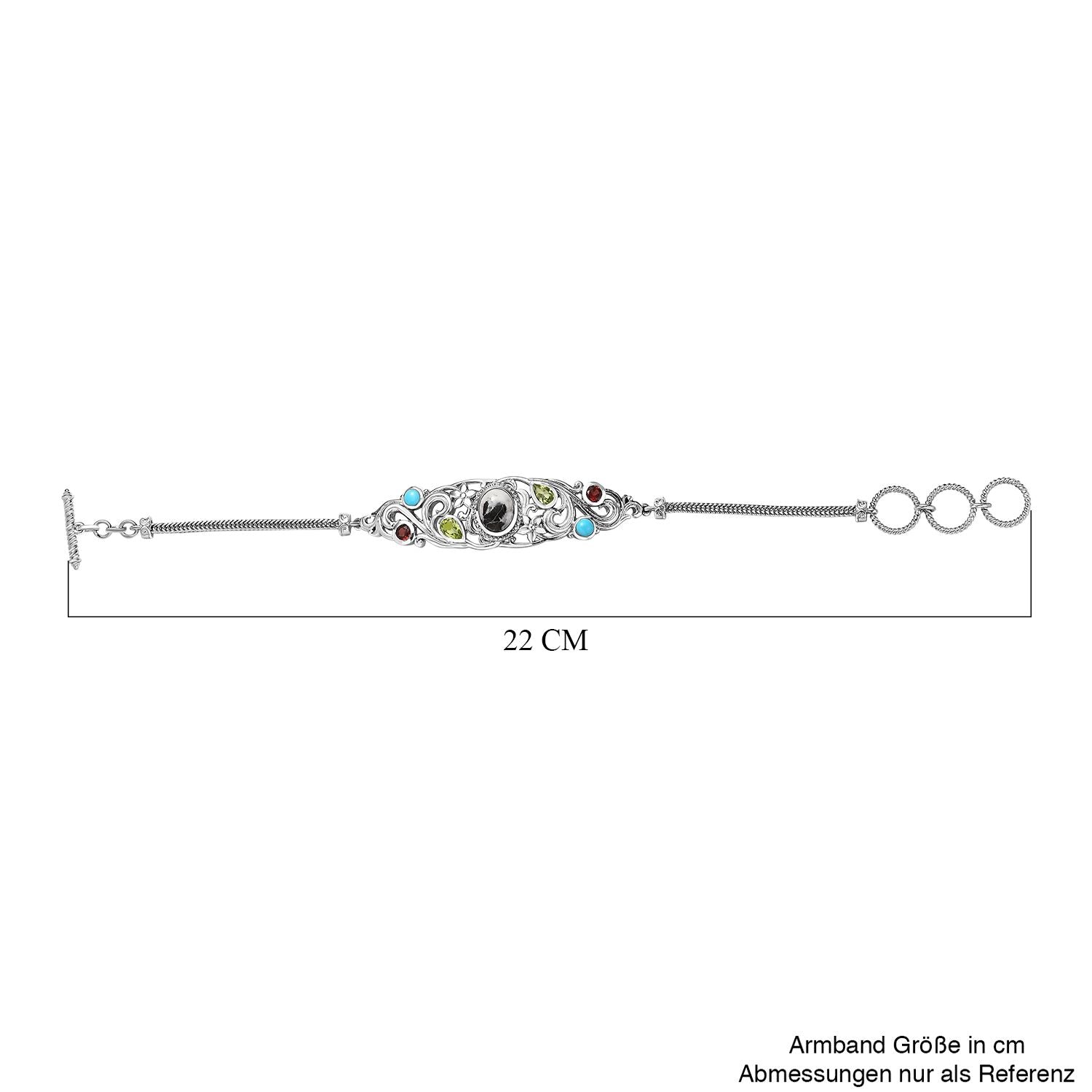 Weißer Büffel, Peridot Armband ca. 19 cm 925 Silber platiniert ca. 5.01 ct