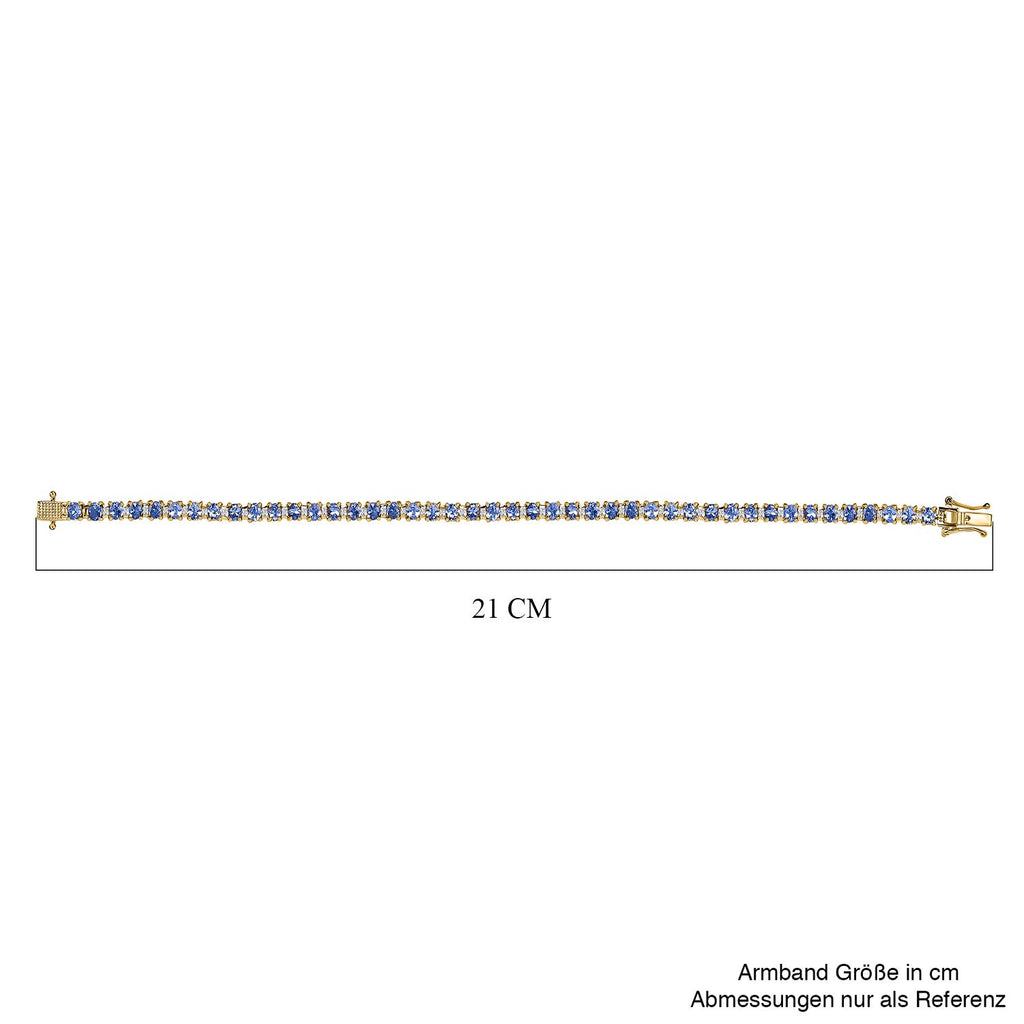Tansanit, Weißer Topas Armband ca. 20 cm 925 Silber vergoldet ca. 7.43 ct